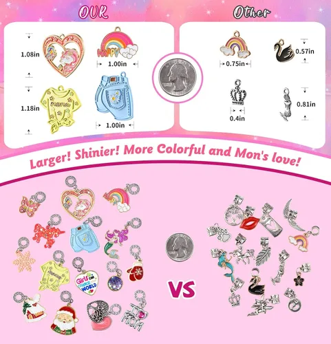 Vista 3 de Girls Charm Bracelet Making Kit - Unicorn Jewelry Supplies Make Set DIY Art Craft Set Creative Charm Bracelets Kits Birthday Gifts for Kids Age 6 7
