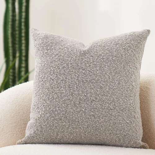 Vista 8 de DOMVITUS Boucle - Fundas de almohada de 20 x 20 pulgadas, almohadas decorativas negras para sala de estar, fundas de almohada para dormitorio Negro
