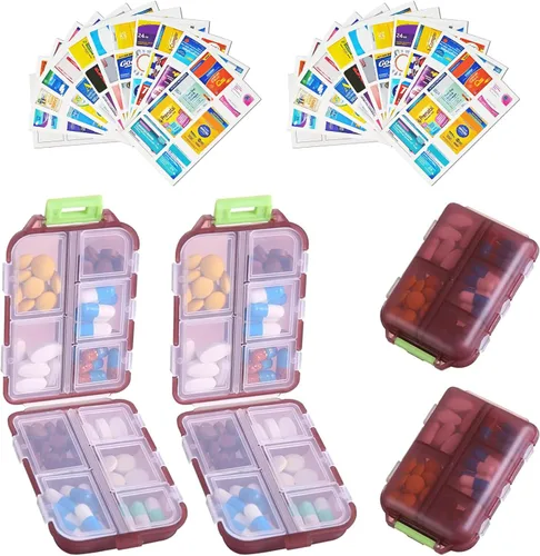 Vista 27 de Organizador de pastillas de viaje portátil, estuche pequeño para bolsillo, pastillero para bolso, organizador de medicinas con 10 compartimentos