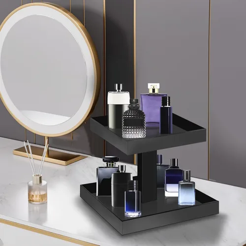 Vista 2 de YAGELI Organizador de Perfumes Negro para Hombres - Estante Organizador de Colonias Acrílico de 2 Niveles para Hombres, Almacenamiento de Tocador