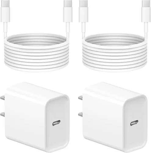 Vista 12 de Cargador para iPhone 17 16 15 de carga rápida - 2 unidades, 20 W, USB C, bloque de carga con cable tipo C de 6 pies compatible con iPhone 17/17