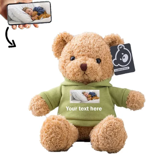 Vista 13 de Oso de peluche personalizado con texto + foto, oso de San Valentín, animales de peluche, juguetes de peluche como regalos personalizados para Negro