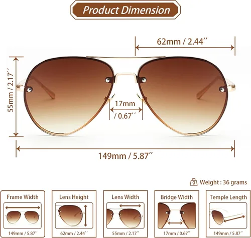 Vista 3 de Xpectrum Gafas de sol clásicas de aviador de metal de doble puente retro UV400 sin borde