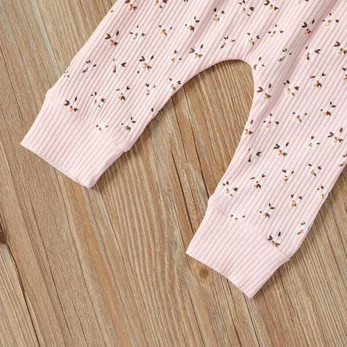 Vista 7 de Conjunto de ropa floral para niñas con volantes y pantalones con lazo, 2 piezas