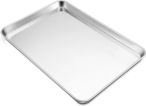 Vista 9 de TeamFar Bandeja para horno tostador, bandeja de horno tostador de acero inoxidable, bandeja de cuarto de hoja, 12.4 x 9.7 x 1 pulgadas, no tóxica