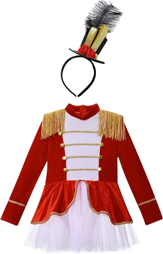 Vista 3 de MSemis Disfraz de circo Ringmaster para niñas pequeñas, vestido tutú con volantes para ballet