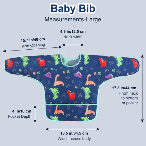 Vista 7 de Accmor 4 Pack Long Sleeve Bibs, Baby Smock Waterproof Sleeved Bib Smock for Baby Toddler 6-36 Months