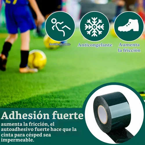 Vista 6 de Gersoniel 2 rollos de cinta de césped de doble cara de 2 pulgadas x 16.5 pies para alfombra de césped artificial, cinta de césped artificial