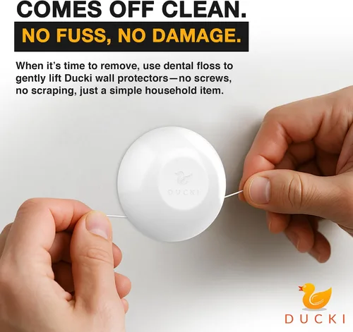 Vista 3 de Ducki - Topes de puerta para pared de 1.5 pulgadas (paquete de 6 transparentes), autoadhesivos y discretos, protector de pared para pomo de puerta