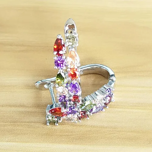 Vista 4 de Pendientes de aro para mujer, de lujo, esmeralda sintética, multicolor, circonita cúbica, para mujeres, adolescentes, niñas, cumpleaños, Navidad