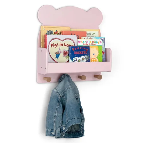 Vista 6 de babyGap by Delta Children Brannan Bear - Estante de pared con 4 ganchos, color rubor