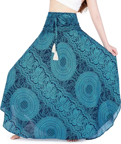 Vista 18 de Lannaclothesdesign - Falda larga para mujer de estilo bohemio, gitano, hippie, ropa de falda boho Rosa doble negra