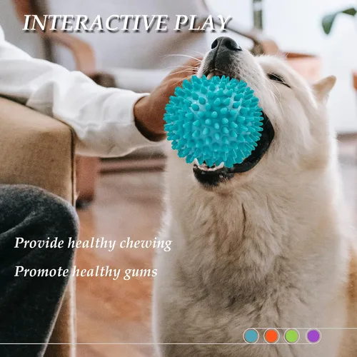 Vista 4 de Pelotas chirriantes para perros de 4.5 pulgadas, juguetes para perros medianos y grandes, para masticadores agresivos, bola puntiaguda, juguetes