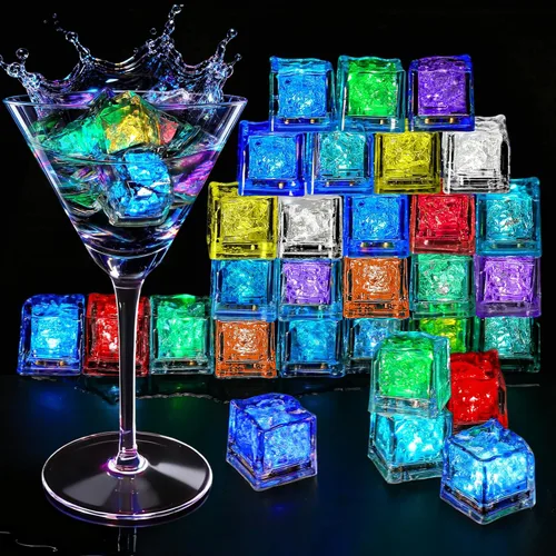 Vista 8 de RowinsyDD Light Up Ice Cubes, 18 Pack Multi Color Led Ice Cubes for Drinks