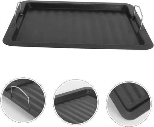 Vista 2 de Yardwe Sartén para asar en el hogar, sartén para barbacoa, herramienta para hornear, accesorio de parrilla, resistente bandeja de freír al aire