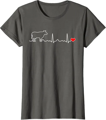 Vista 9 de Camiseta de paciente con corazón I Love My Cow Valve EKG Heartbeat Heart Pacient, Negro, S