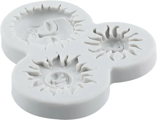 Vista 6 de Molde de silicona para fondant de cara de sol y luna, moldes de caramelo de chocolate para decoración de cupcakes de chocolate, decoración