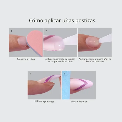 Vista 8 de BTArtbox - Uñas postizas cortas a presión, color blanco almendra, kit