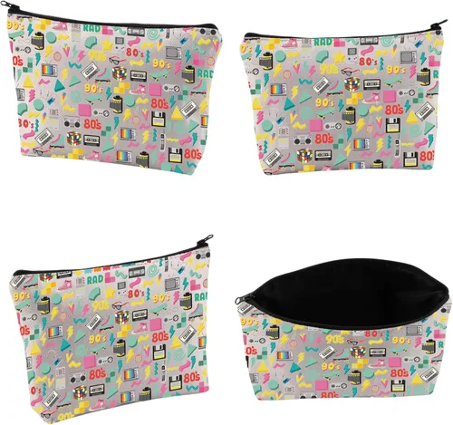 Vista 5 de VAMSII Bolsa de cosméticos de los 80's Vibes Regalo de fiesta de los 90, regalo elevado de los años 90, nostalgia de los 80, divertido regalo