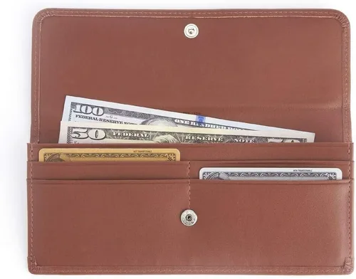 Vista 3 de Royce Leather Cartera de embrague con bloqueo RFID, 7.75" x 3.5" x 0.37" - Bronceado, Beige Bronceado, Cartera Rfid