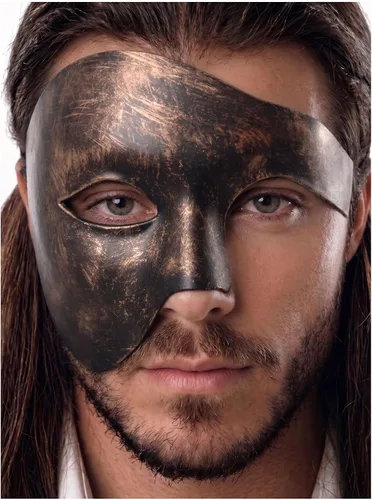 Vista 45 de Máscara de mascarada para hombre, máscara del fantasma de la ópera, máscara de baile de graduación, Mardi Gras, Haloween veneciano, media cara