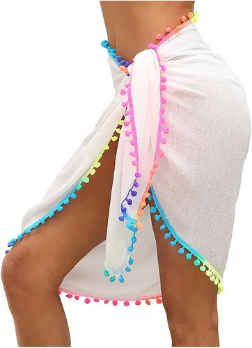 Vista 14 de Vestido cruzado de gasa transparente para mujer, para cubrir el bikini