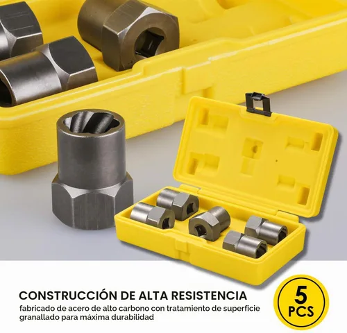 Vista 4 de Topec Juego de extractor de pernos de alta resistencia de 5 piezas, juego de extractor de impacto de 1/2 pulgada, kit de herramientas perfecto
