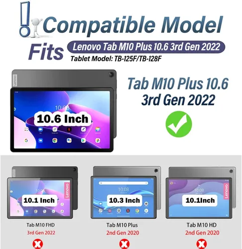 Vista 2 de Funda de teclado retroiluminado con panel táctil para Lenovo Tab M10 Plus 3ª generación de 10.6 pulgadas versión 2022, teclado inalámbrico