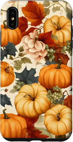 Vista 11 de Funda de estilo vintage para iPhone 16 con hojas de otoño y calabazas