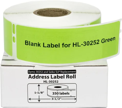 Vista 6 de HOUSELABELS DYMO 30252 - Etiquetas de dirección verdes compatibles (1-1/8 pulgadas x 3-1/2 pulgadas), adhesivo permanente fuerte, compatibles