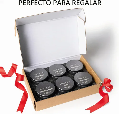 Vista 5 de Craft & Kin Premium 6 velas votivas perfumadas – Juego de regalo de velas perfumadas de soja natural de lujo con aromas variados – Decoración