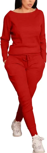 Vista 2 de VASAUGE Conjunto deportivo de 2 piezas de entrenamiento para mujer, camiseta de manga larga, pantalones deportivos