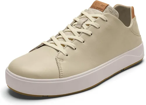 Vista 12 de OluKai Lae'ahi Li 'ILI - Tenis de vestir de cuero impermeables para hombre Blanco claro/blanco claro
