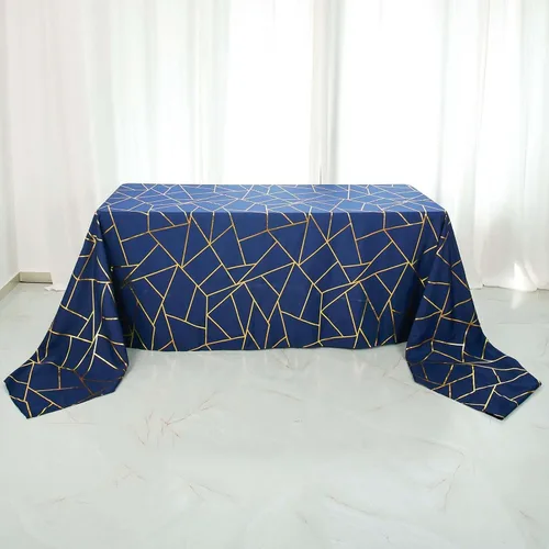 Vista 14 de Efavormart - Mantel redondo de poliéster de 120 pulgadas con patrón geométrico dorado Morado