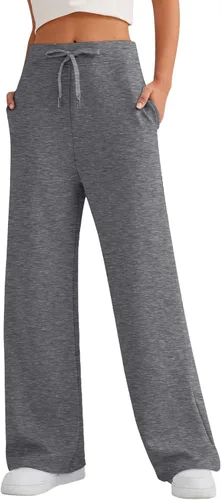Vista 6 de Gumipy AirEssentials - Pantalones deportivos de pierna ancha para mujer, pantalones de pierna ancha para otoño, holgados, acampanados, cintura alta