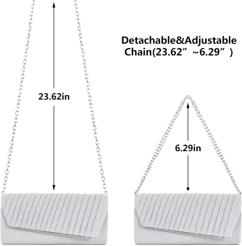 Vista 7 de Naimo - Deslumbrante bolsa pequeña de solapa, con cadena desmontable para eventos nocturnos.