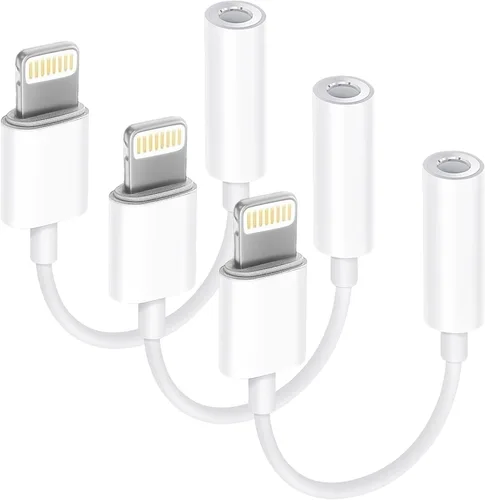 Vista 24 de Paquete de 1 adaptador Lightning a conector de auriculares de 0.138 in con certificación MFi de Apple para iPhone, adaptador auxiliar para iPhone