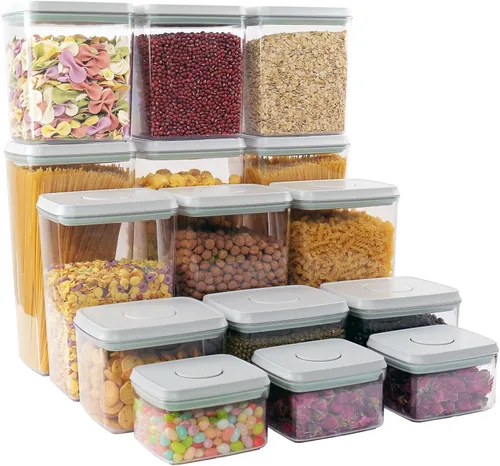 Vista 10 de Cozey - Recipientes apilables para almacenamiento de alimentos diarios con tapas, 6 unidades Airtight Kitchen Pantry Organizers for Snack Candy