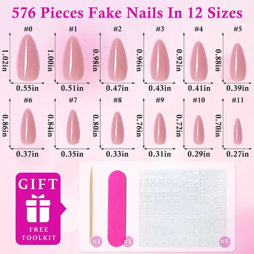Vista 2 de 240 uñas postizas de color rosa gelatina, uñas postizas medianas con Rosado jalea