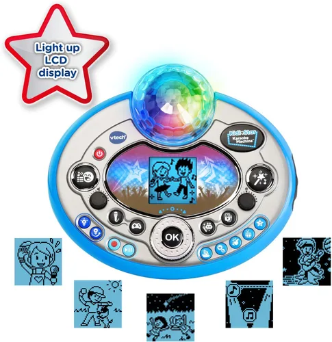 Vista 10 de VTech Kidi Star - Máquina de karaoke de lujo, 2 micrófonos con adaptador de CA, color rosa Azul
