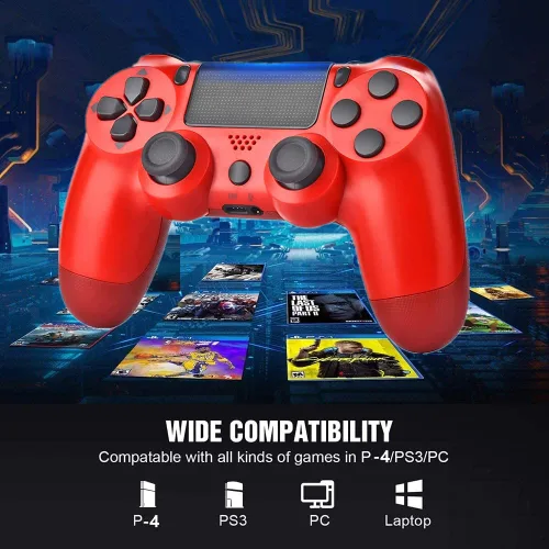 Vista 3 de 2 Pack Wireless Controller for PS-4 Compatible with P4 ProSlim Console with Charging Cable Wireless Joystick P-4 Remote Controller with Motion