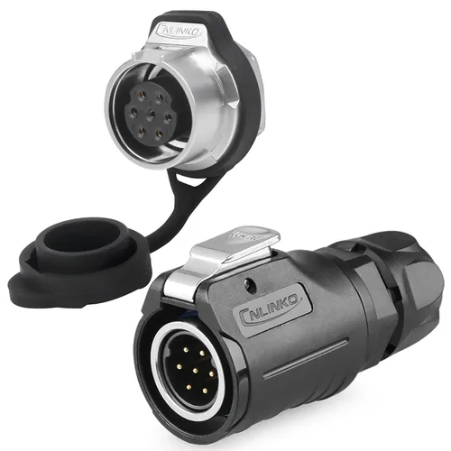 Vista 15 de CNLINKO Conector de cable eléctrico para exteriores M16 de 2 pines, resistente a la vibración IP67/IP65, para panel de enchufe industrial
