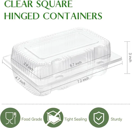 Vista 2 de TOFLEN Recipientes desechables de plástico resistente con bisagras con tapas transparentes (paquete de 40) recipientes para pan de 7.2 x 4.7 x 3