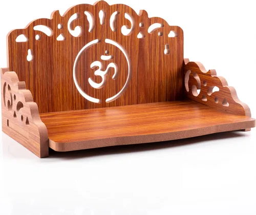 Vista 4 de Mesa colgante de madera para colgar en la pared, estante para almacenamiento y decoración de ídolos para oficina en casa y regalos