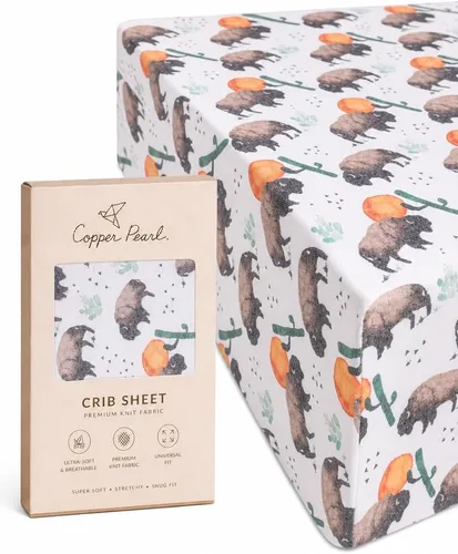 Vista 55 de Copper Pearl: Sábanas de punto prémium para cuna de bebé para niños y niñas, transpirables y suaves, sábanas ajustables para colchones estándar