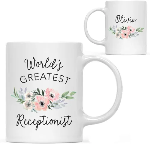 Vista 62 de Andaz Press Taza de café personalizada de 11 onzas, taza ejecutiva de relaciones públicas más grande del mundo, flor de anémona rosa, 1 paquete