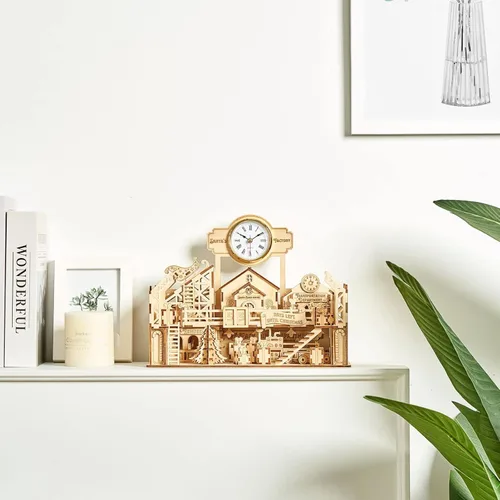 Vista 8 de Rompecabezas de madera 3D, kits de modelo de fábrica de Papá Noel, rompecabezas y rompecabezas para Navidad/cumpleaños, regalos para adultos