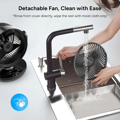 Vista 9 de DR.PREPARE Ventilador circulador de aire oscilante para dormitorio, ventilador de mesa potente de 11.3 pulgadas de altura, oscilación automática