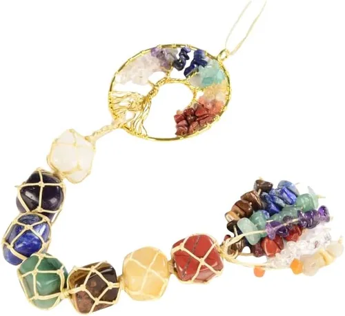Vista 5 de Adornos colgantes de cristal hechos a mano para ventana de coche, 7 chakras, decoración del hogar, Feng Shui, ornamento de yoga y meditación