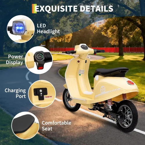 Vista 7 de Motocicleta eléctrica para niños de 24 V, juguete de paseo de 350 W Beige